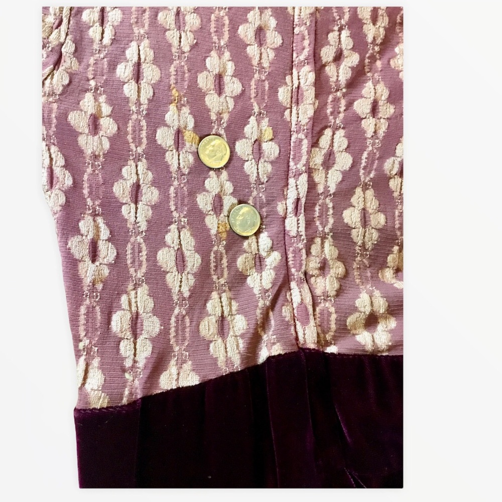Vintage 70’s Young Inoccent Granny Core Dress Plum w/Purple Velvet Maxi - Picture 13 of 16